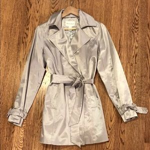 NWT White House Black Market Silver Short Trench
